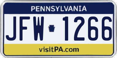 PA license plate JFW1266
