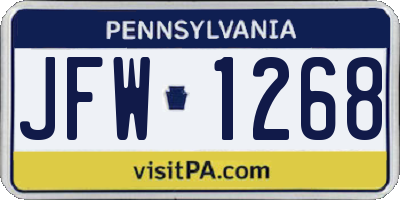 PA license plate JFW1268