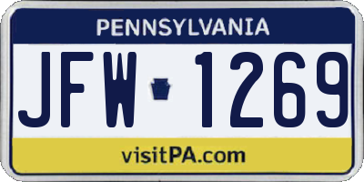 PA license plate JFW1269