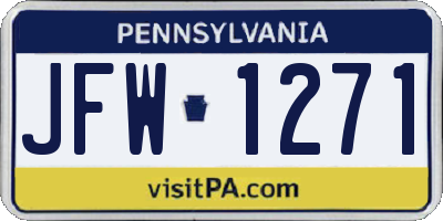 PA license plate JFW1271