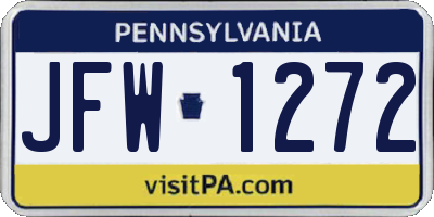 PA license plate JFW1272