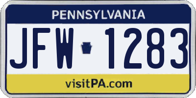 PA license plate JFW1283