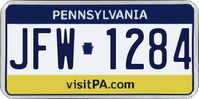 PA license plate JFW1284