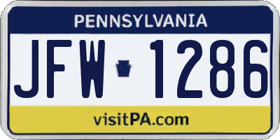 PA license plate JFW1286