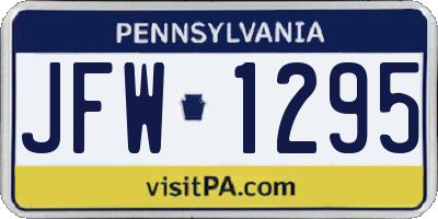 PA license plate JFW1295