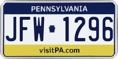 PA license plate JFW1296