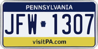 PA license plate JFW1307