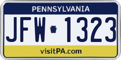 PA license plate JFW1323