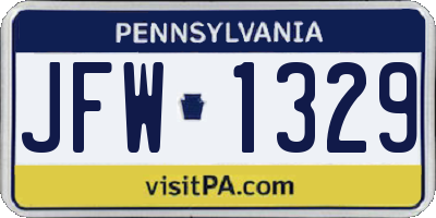PA license plate JFW1329