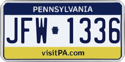 PA license plate JFW1336