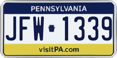 PA license plate JFW1339
