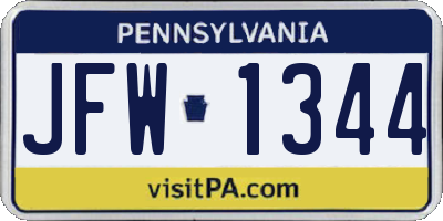 PA license plate JFW1344