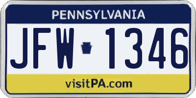 PA license plate JFW1346