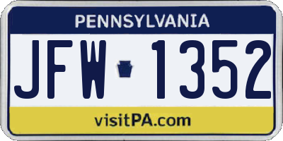 PA license plate JFW1352