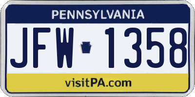 PA license plate JFW1358