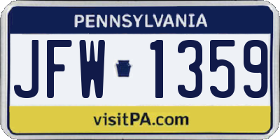 PA license plate JFW1359