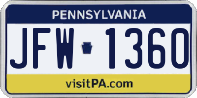 PA license plate JFW1360