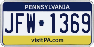 PA license plate JFW1369
