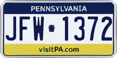 PA license plate JFW1372
