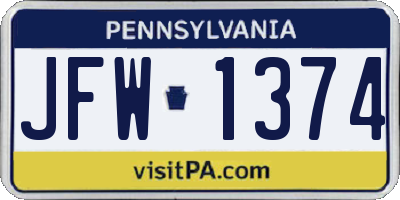 PA license plate JFW1374