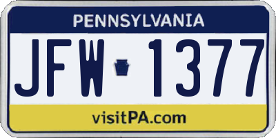PA license plate JFW1377