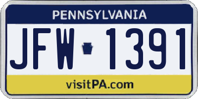 PA license plate JFW1391