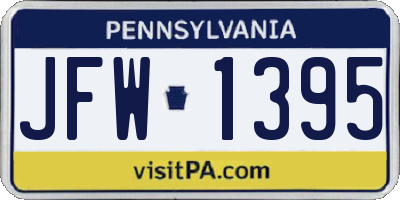 PA license plate JFW1395