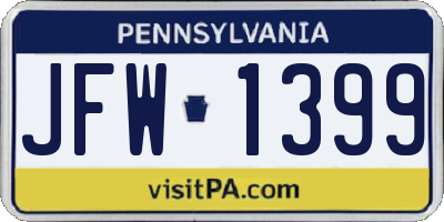 PA license plate JFW1399