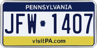 PA license plate JFW1407