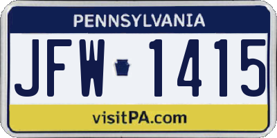 PA license plate JFW1415