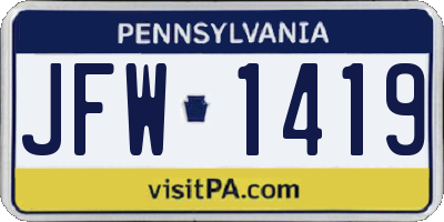 PA license plate JFW1419