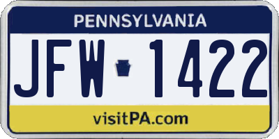 PA license plate JFW1422