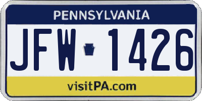 PA license plate JFW1426