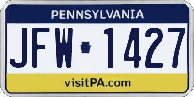 PA license plate JFW1427