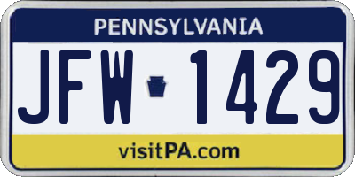 PA license plate JFW1429