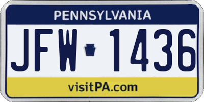 PA license plate JFW1436