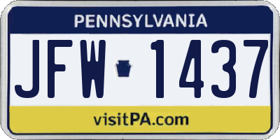 PA license plate JFW1437