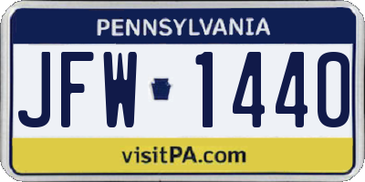 PA license plate JFW1440