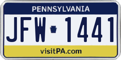 PA license plate JFW1441