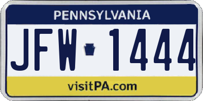 PA license plate JFW1444