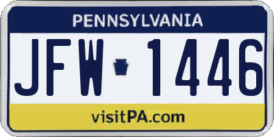PA license plate JFW1446