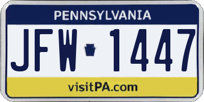 PA license plate JFW1447