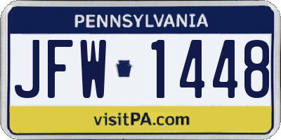 PA license plate JFW1448