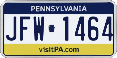 PA license plate JFW1464