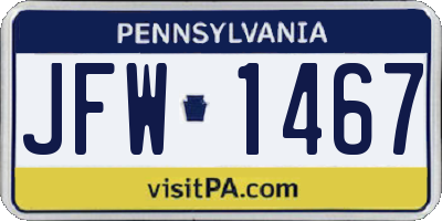 PA license plate JFW1467