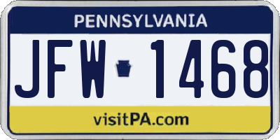 PA license plate JFW1468