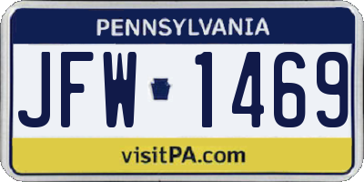 PA license plate JFW1469