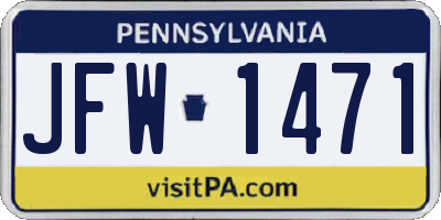 PA license plate JFW1471
