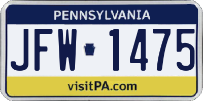 PA license plate JFW1475