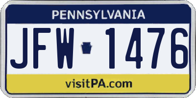 PA license plate JFW1476